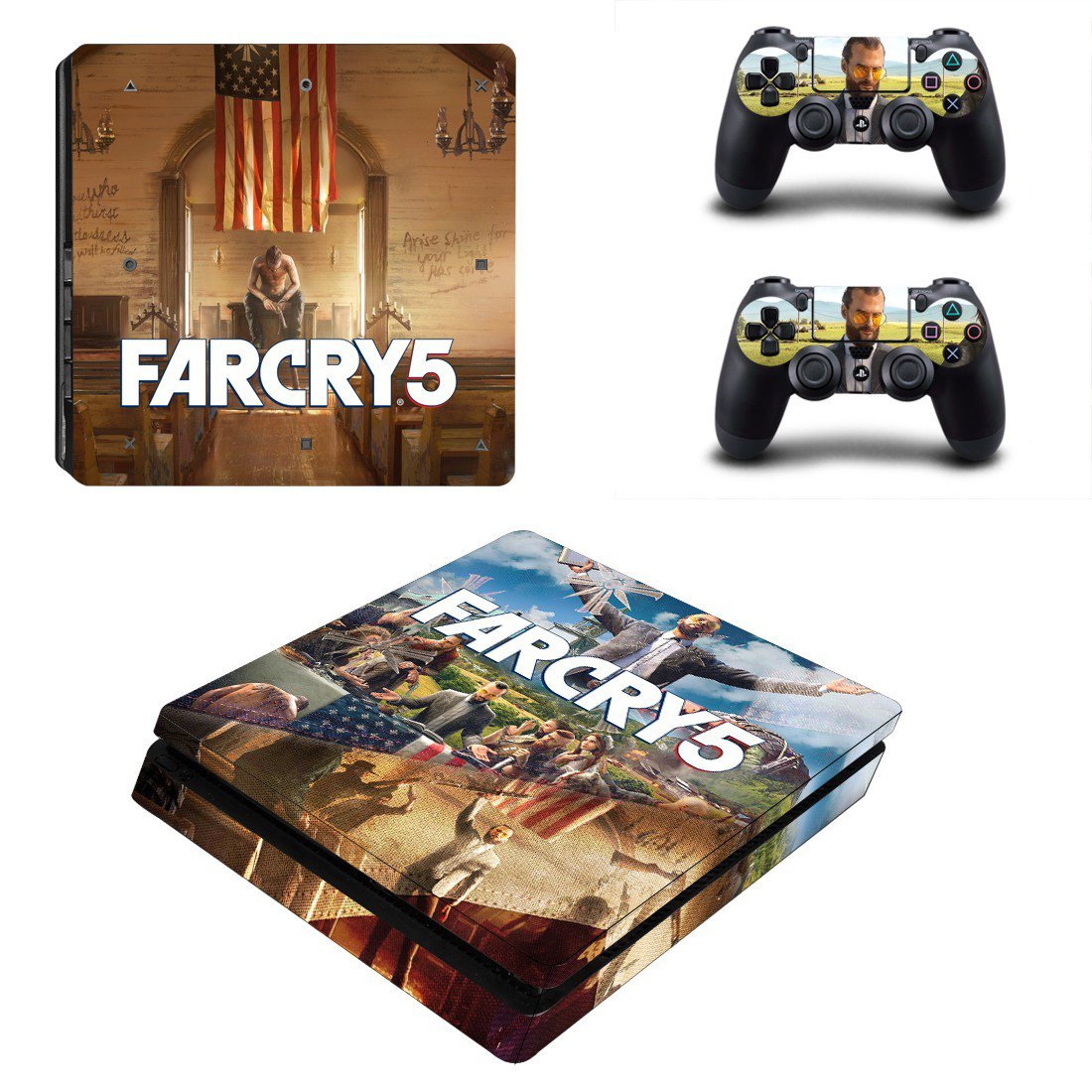 Far Cry 5 decal skin sticker for PS4 Slim console and controllers