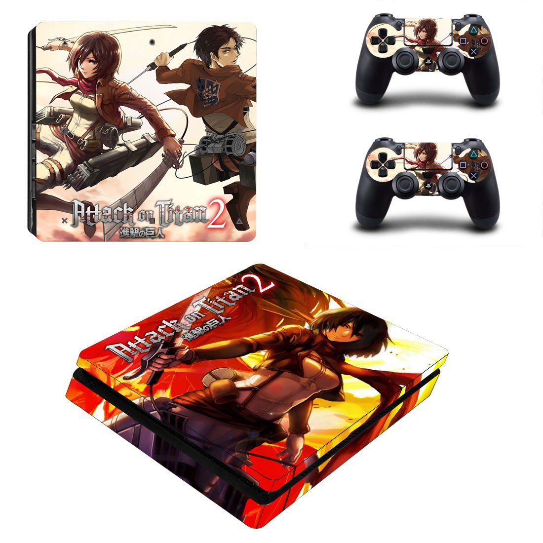 Attack on Titan 2 decal skin sticker for PS4 Slim console and controllers