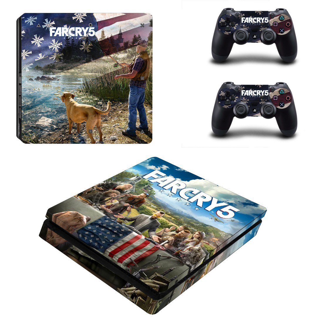 Far Cry 5 decal skin sticker for PS4 Slim console and controllers