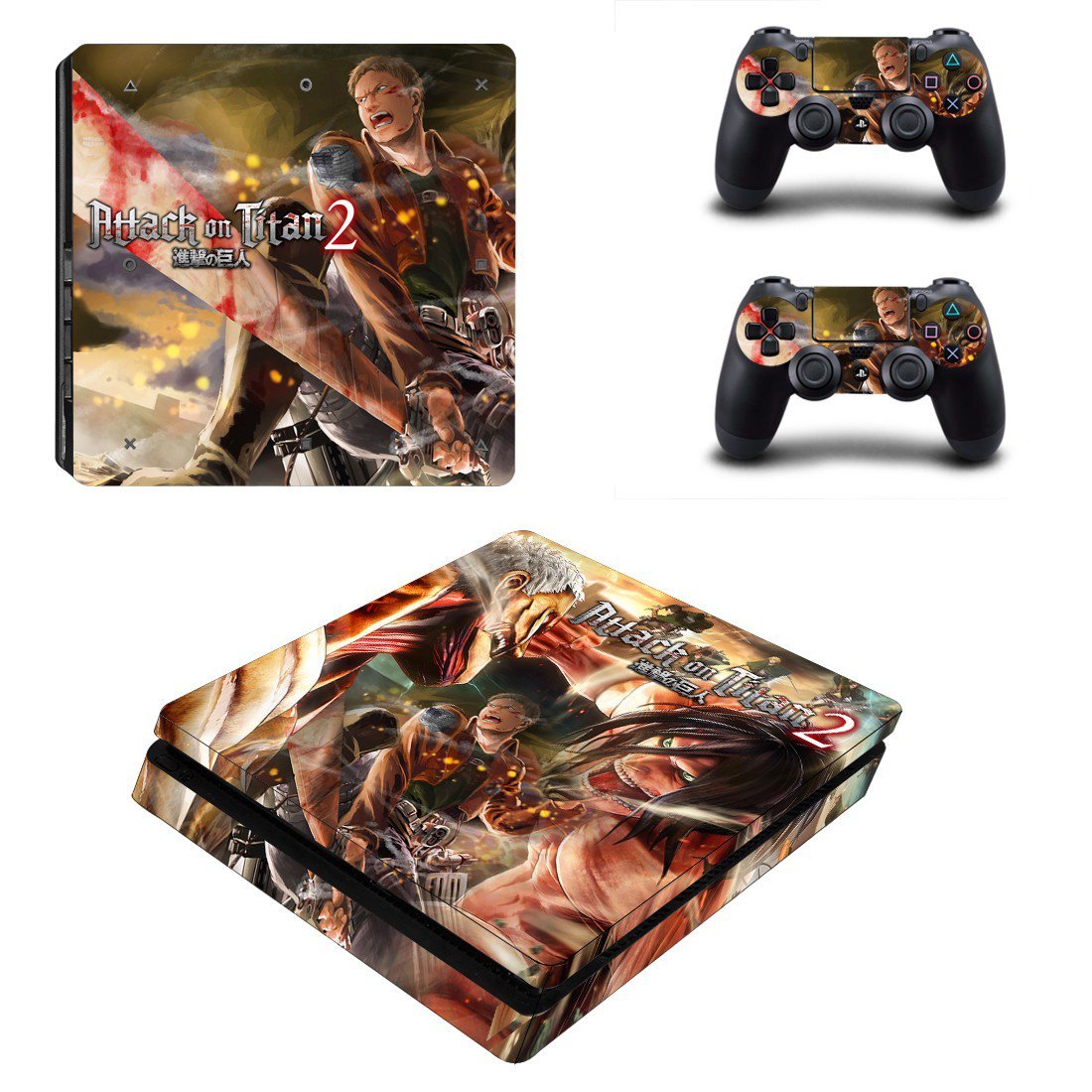 Attack on Titan 2 decal skin sticker for PS4 Slim console and controllers