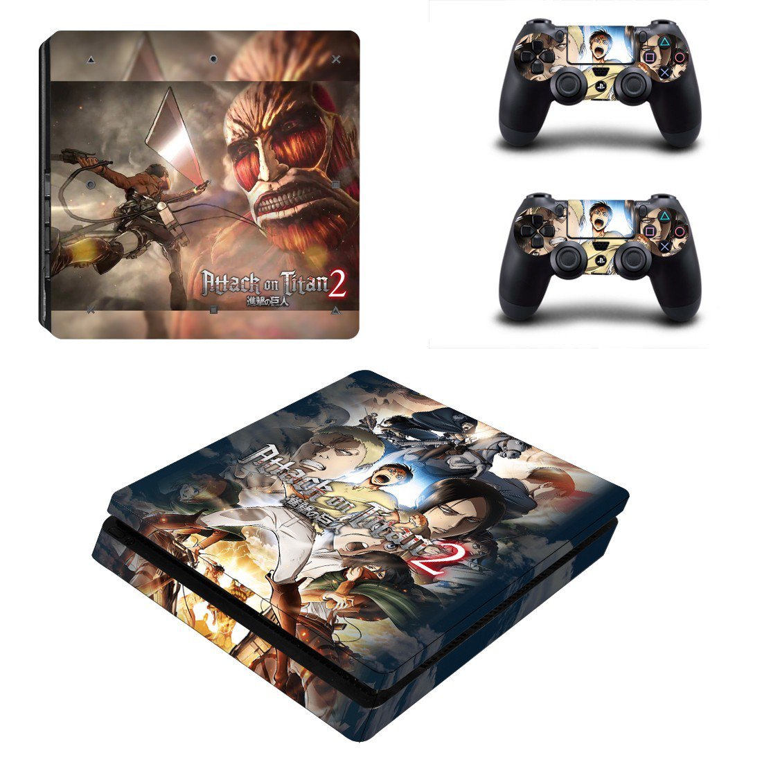 Attack on Titan 2 decal skin sticker for PS4 Slim console and controllers