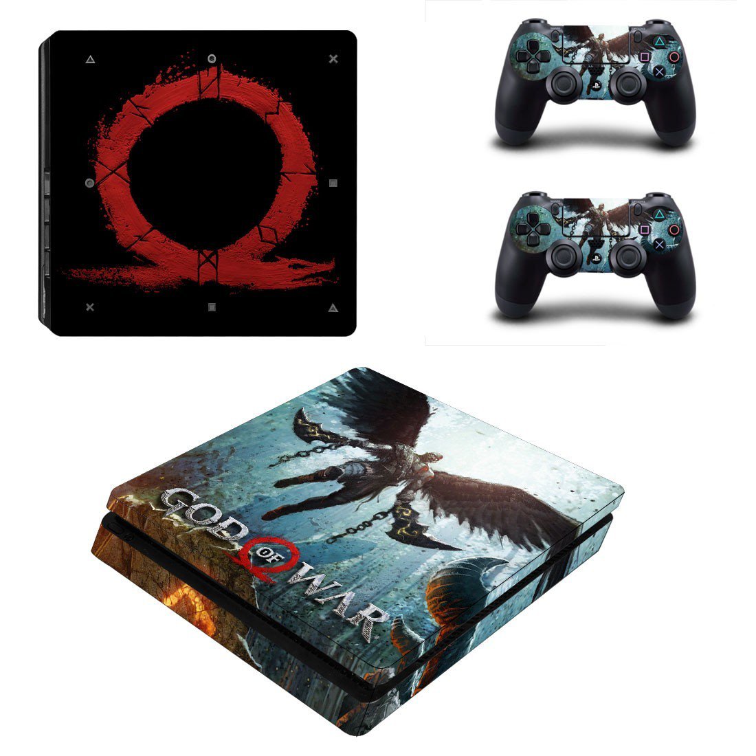 God of War 4 decal skin sticker for PS4 Slim console and controllers
