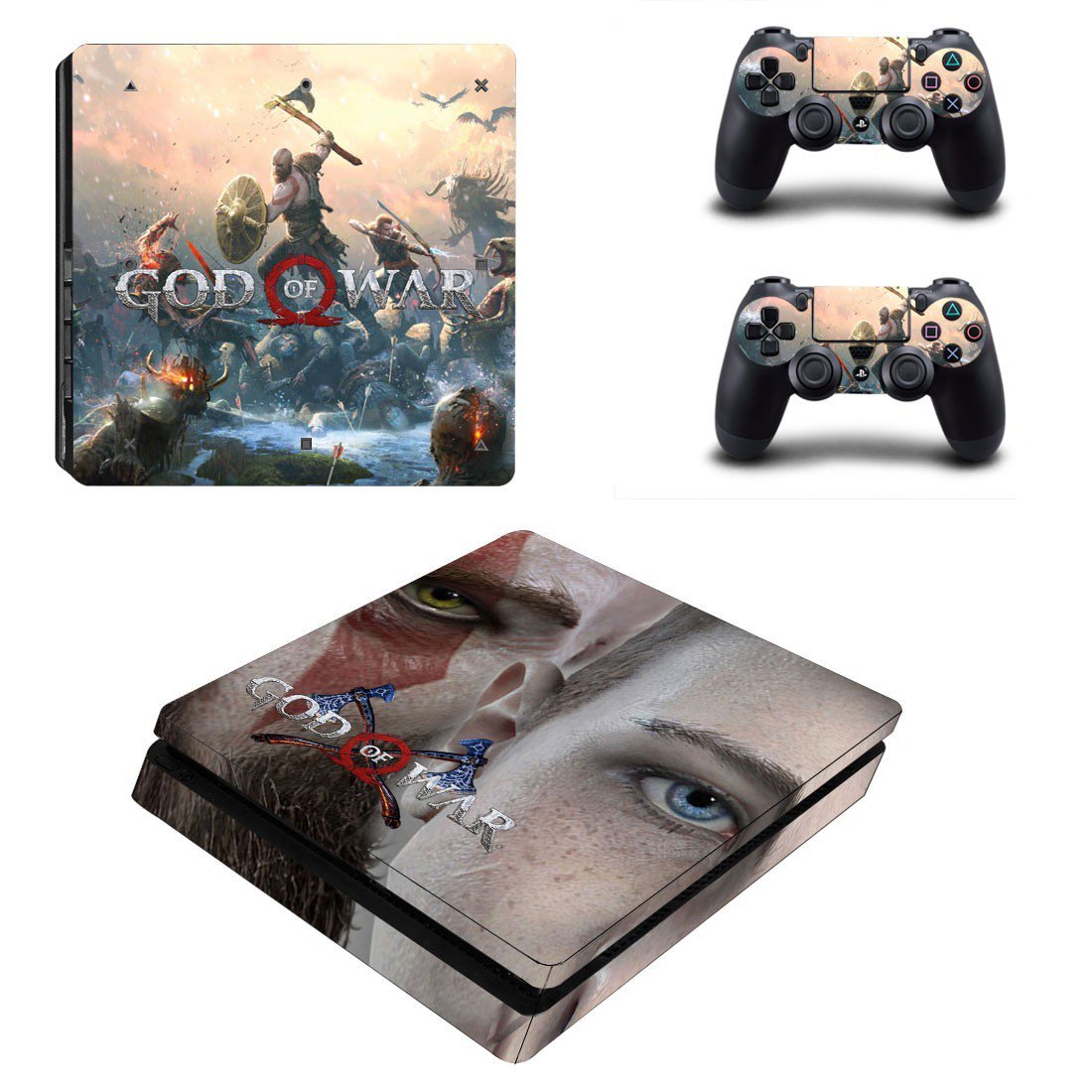 God of War 4 decal skin sticker for PS4 Slim console and controllers