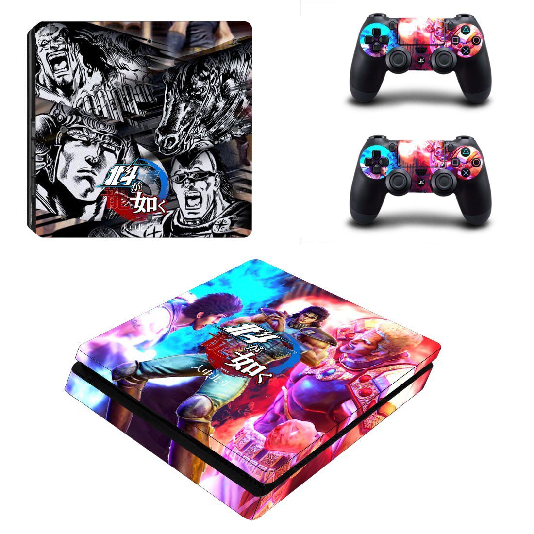Hokuto ga Gotoku decal skin sticker for PS4 Slim console and controllers