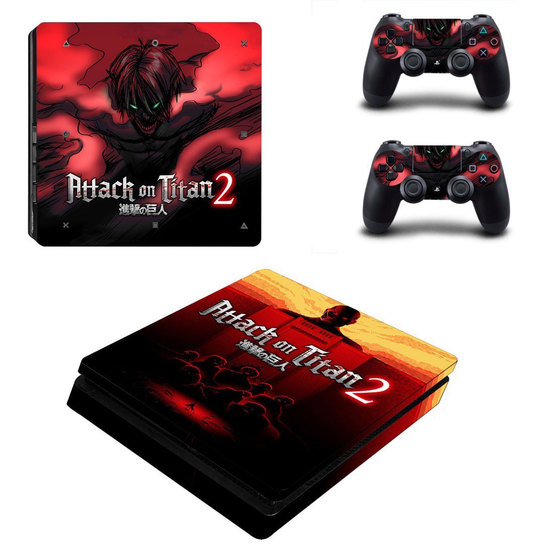 Attack on Titan 2 decal skin sticker for PS4 Slim console and controllers