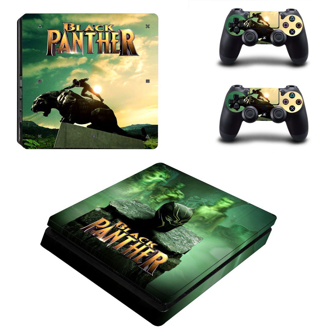 Black Panther decal skin sticker for PS4 Slim console and controllers