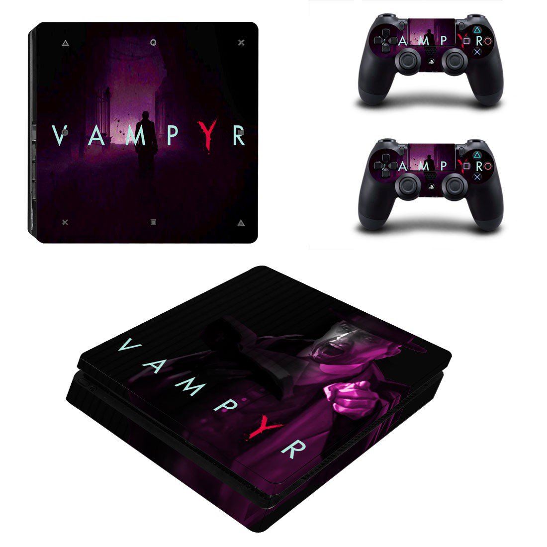 Vampyr decal skin sticker for PS4 Slim console and controllers
