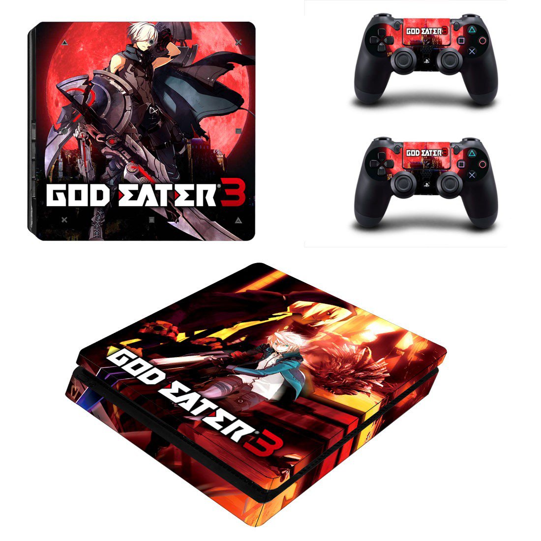 God Eater 3 decal skin sticker for PS4 Slim console and controllers
