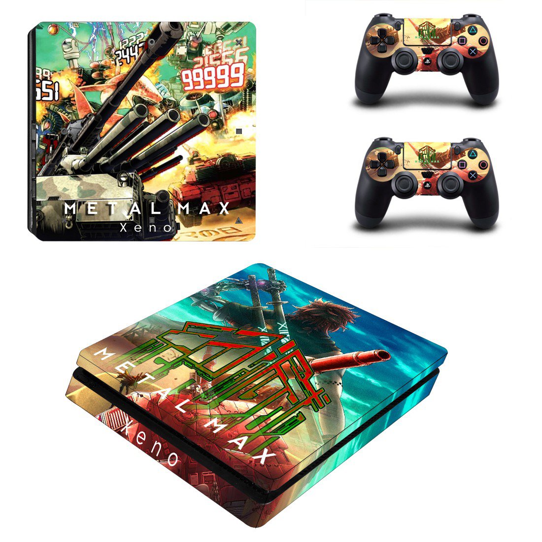 Metal Max Xeno decal skin sticker for PS4 Slim console and controllers