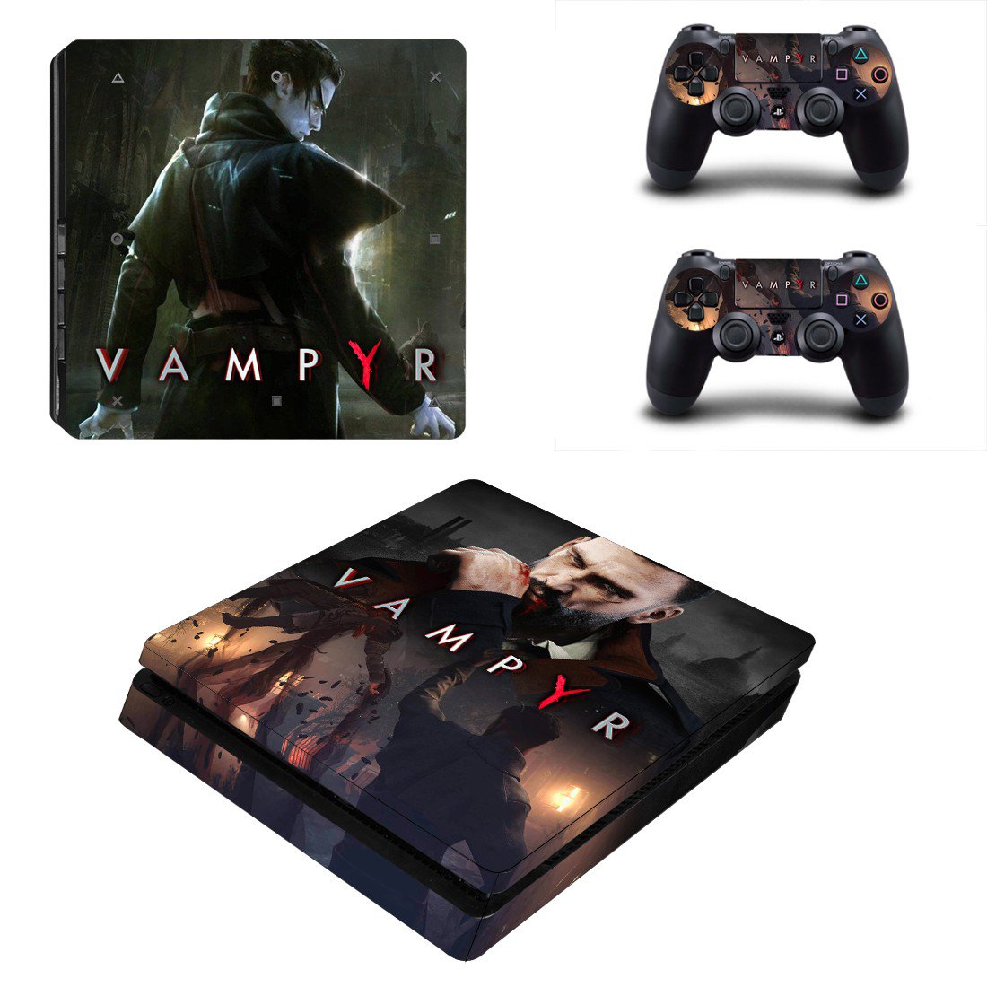 Vampyr decal skin sticker for PS4 Slim console and controllers