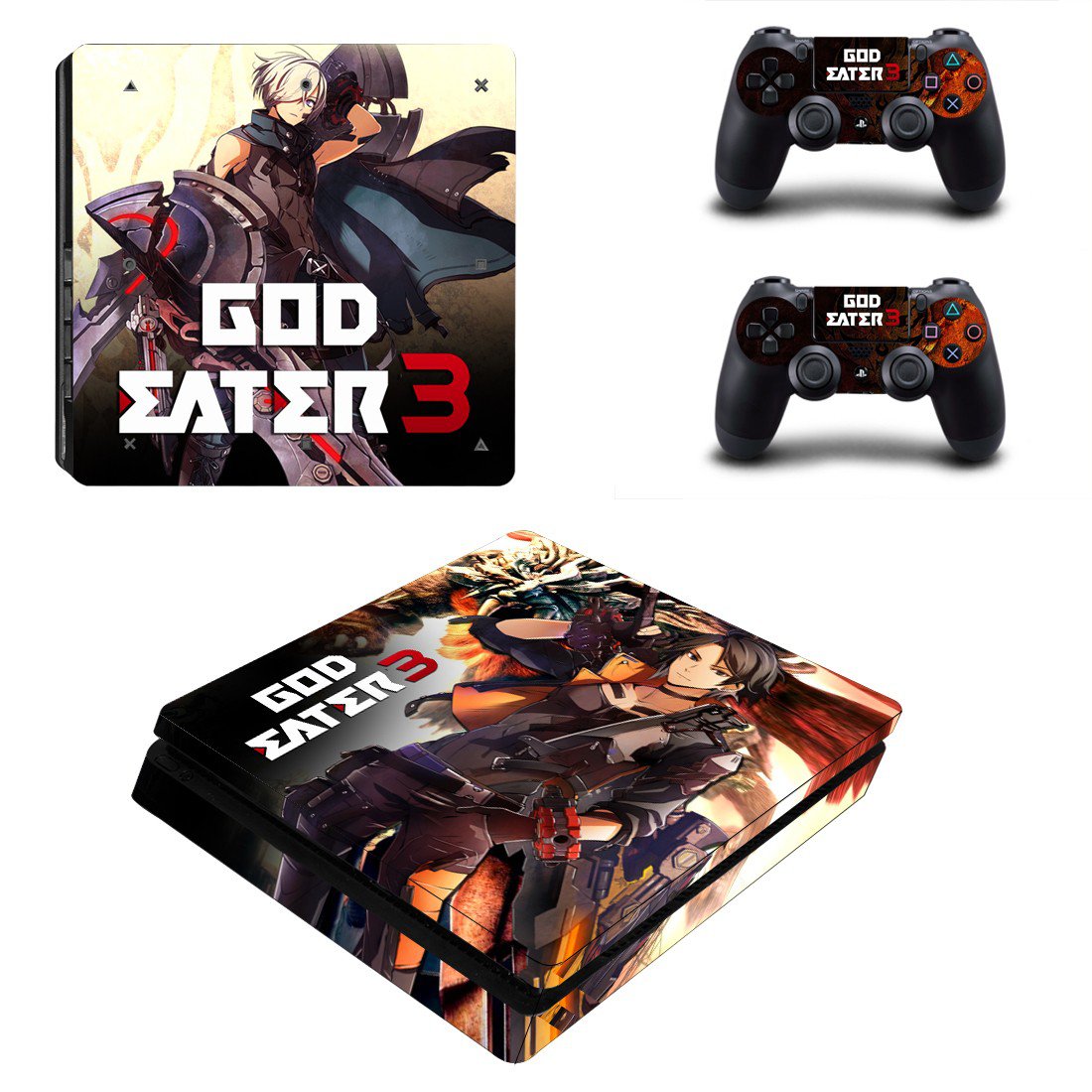 God Eater 3 decal skin sticker for PS4 Slim console and controllers
