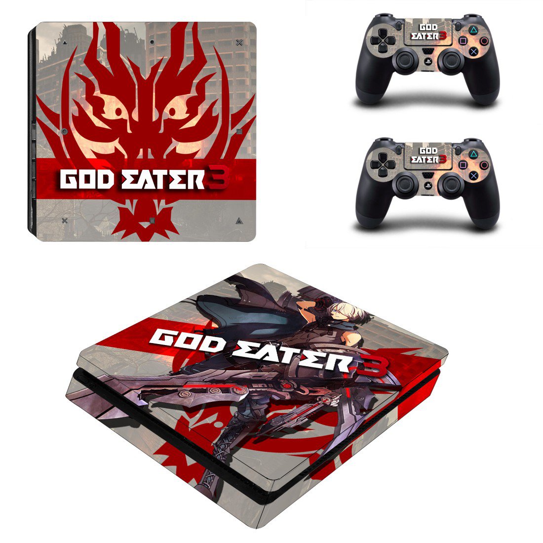 God Eater 3 decal skin sticker for PS4 Slim console and controllers