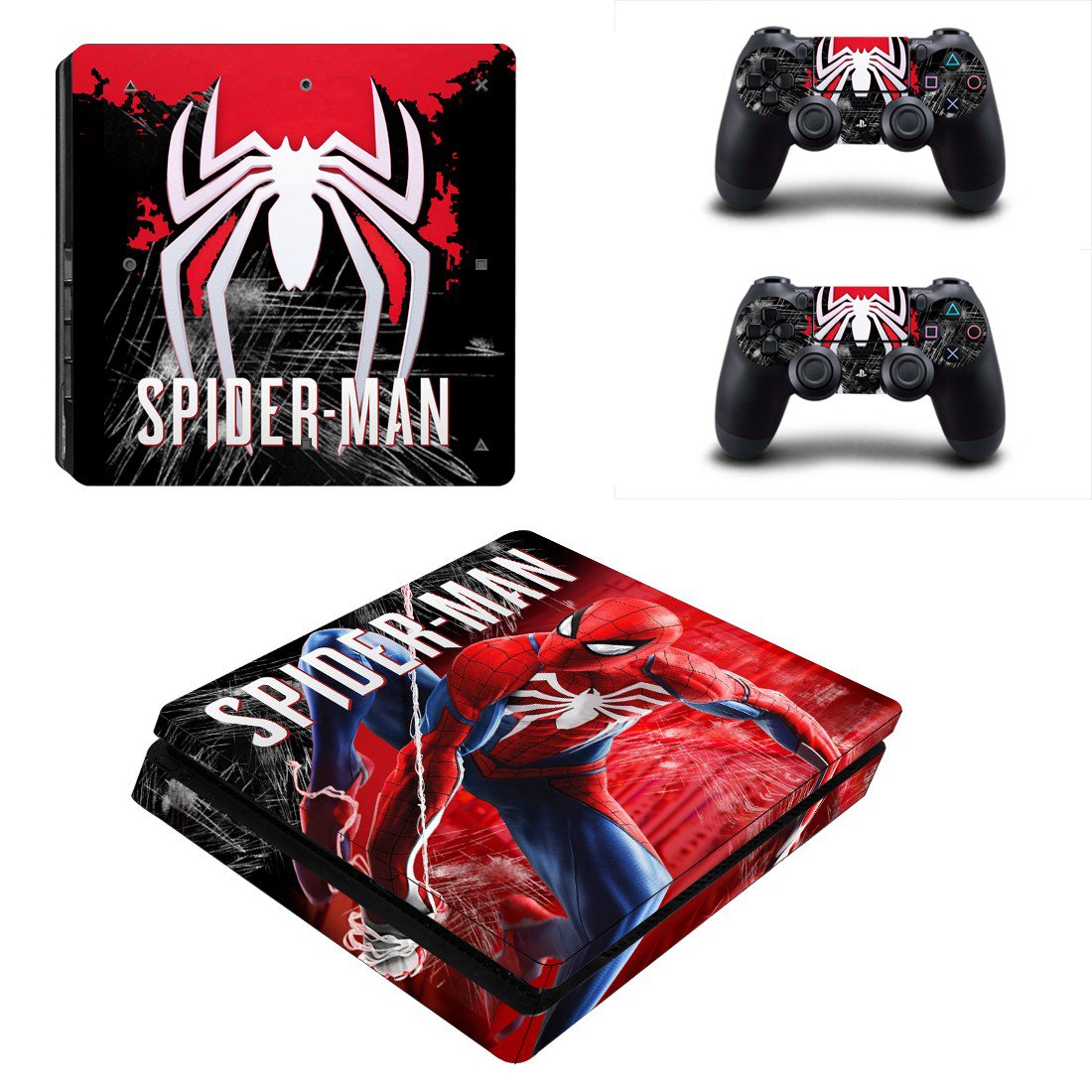 Spider Man decal skin sticker for PS4 Slim console and controllers