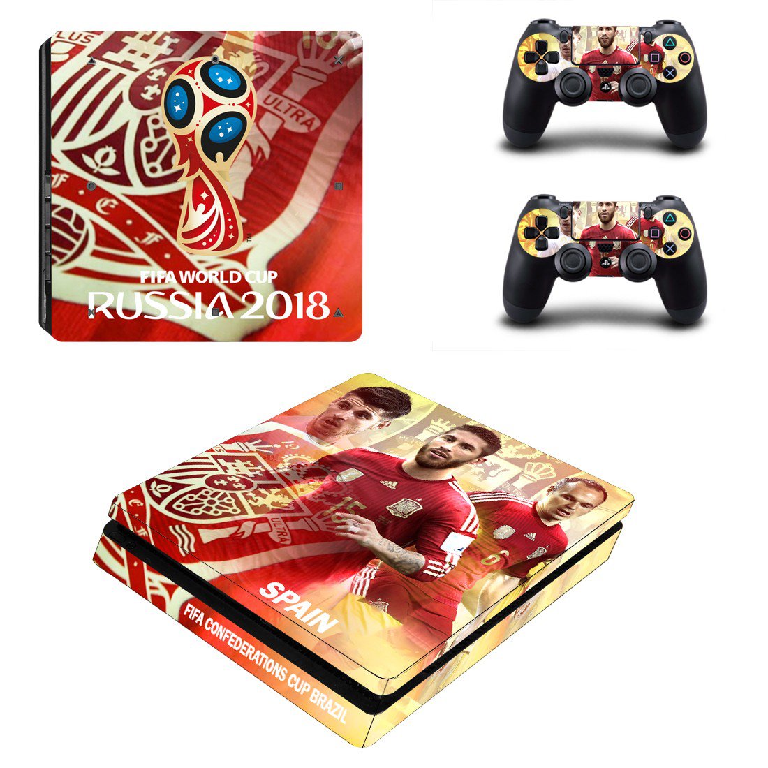 2018 FIFA World Cup Spain decal skin sticker for PS4 Slim console and controllers