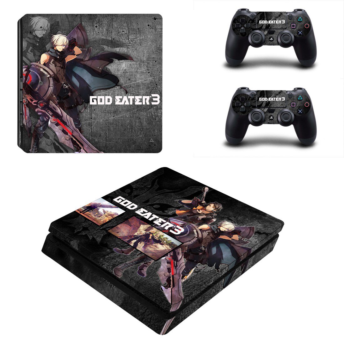 God Eater 3 decal skin sticker for PS4 Slim console and controllers