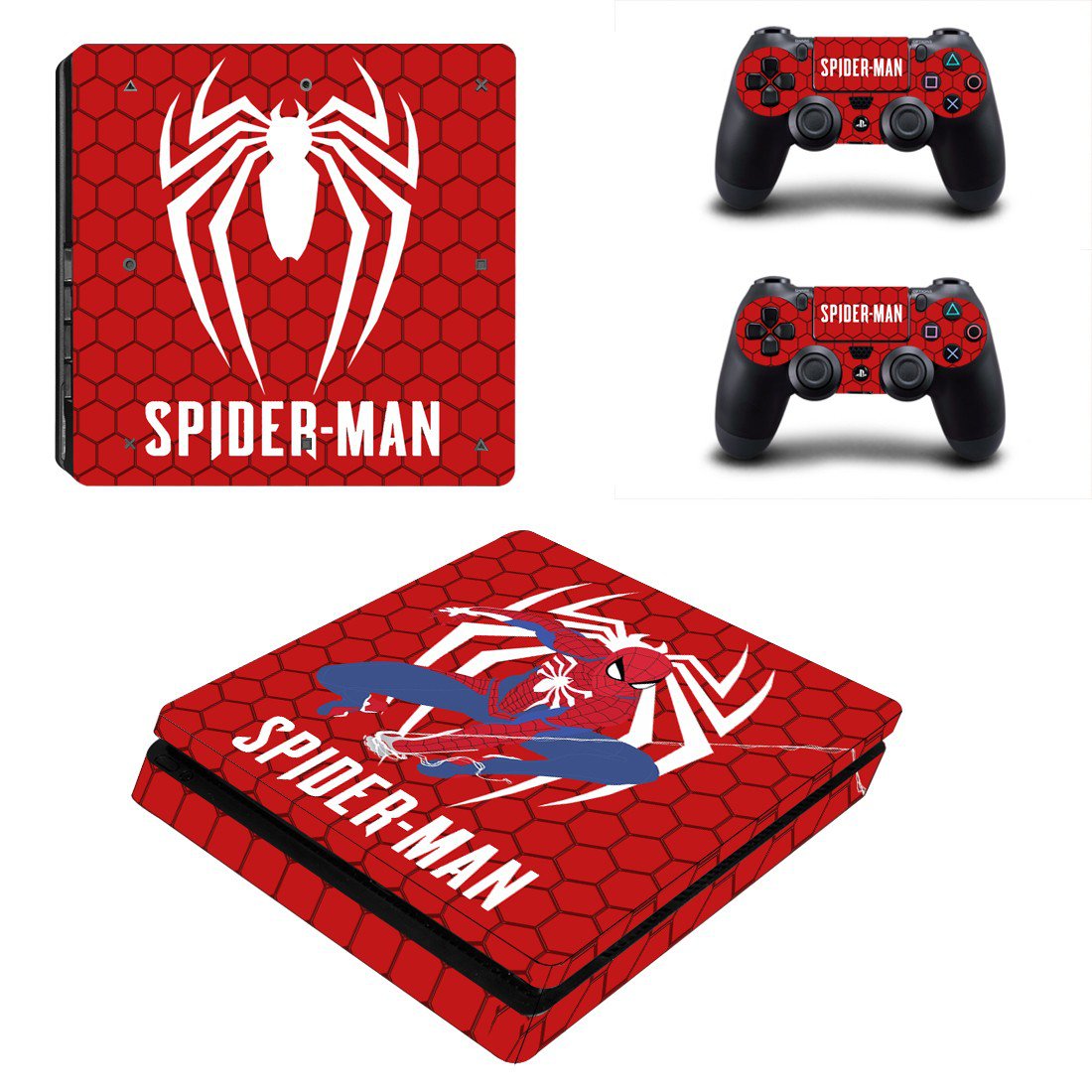 Spider Man decal skin sticker for PS4 Slim console and controllers