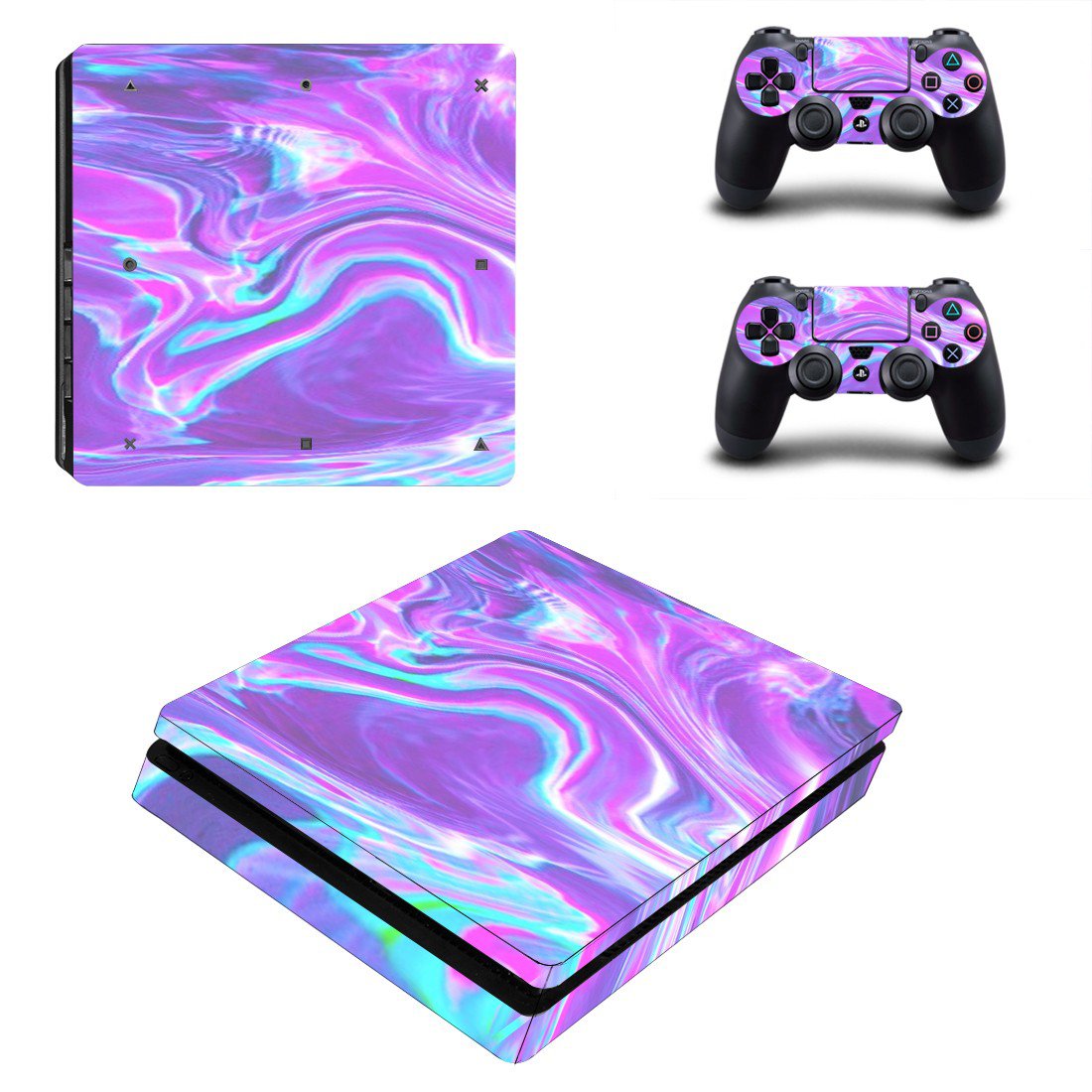 Abstract Wallpaper decal skin sticker for PS4 Slim console and controllers