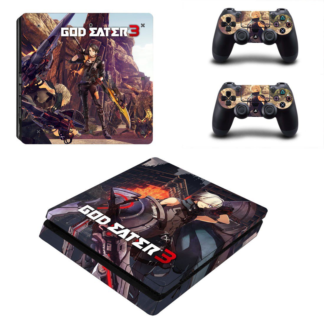 God Eater 3 decal skin sticker for PS4 Slim console and controllers
