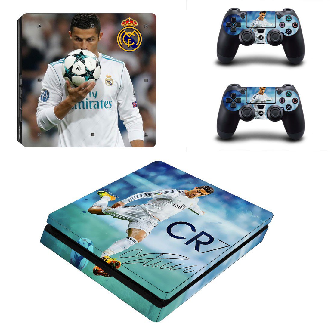 Cristiano Ronaldo decal skin sticker for PS4 Slim console and controllers
