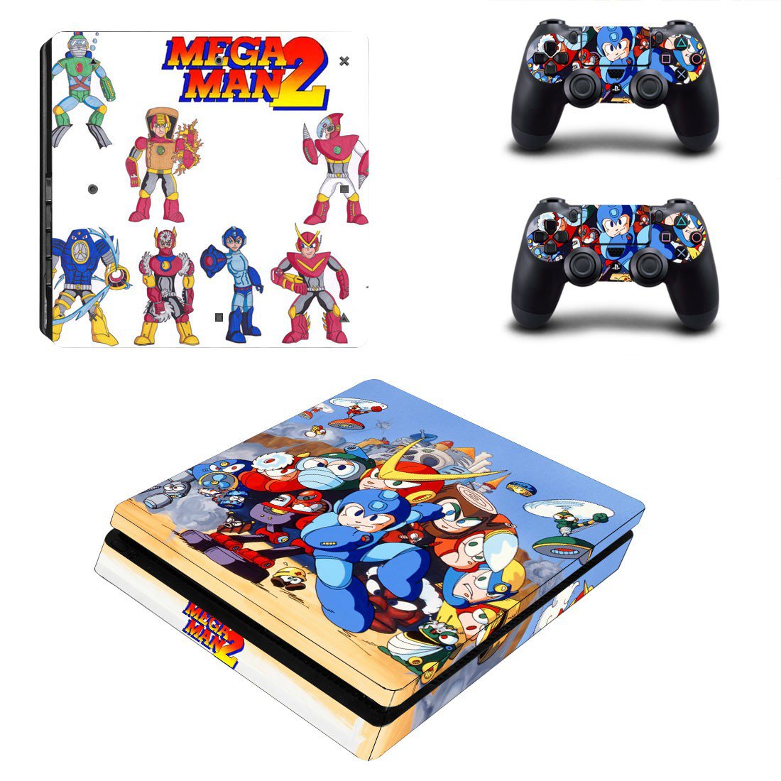 Mega Man 2 decal skin sticker for PS4 Slim console and controllers