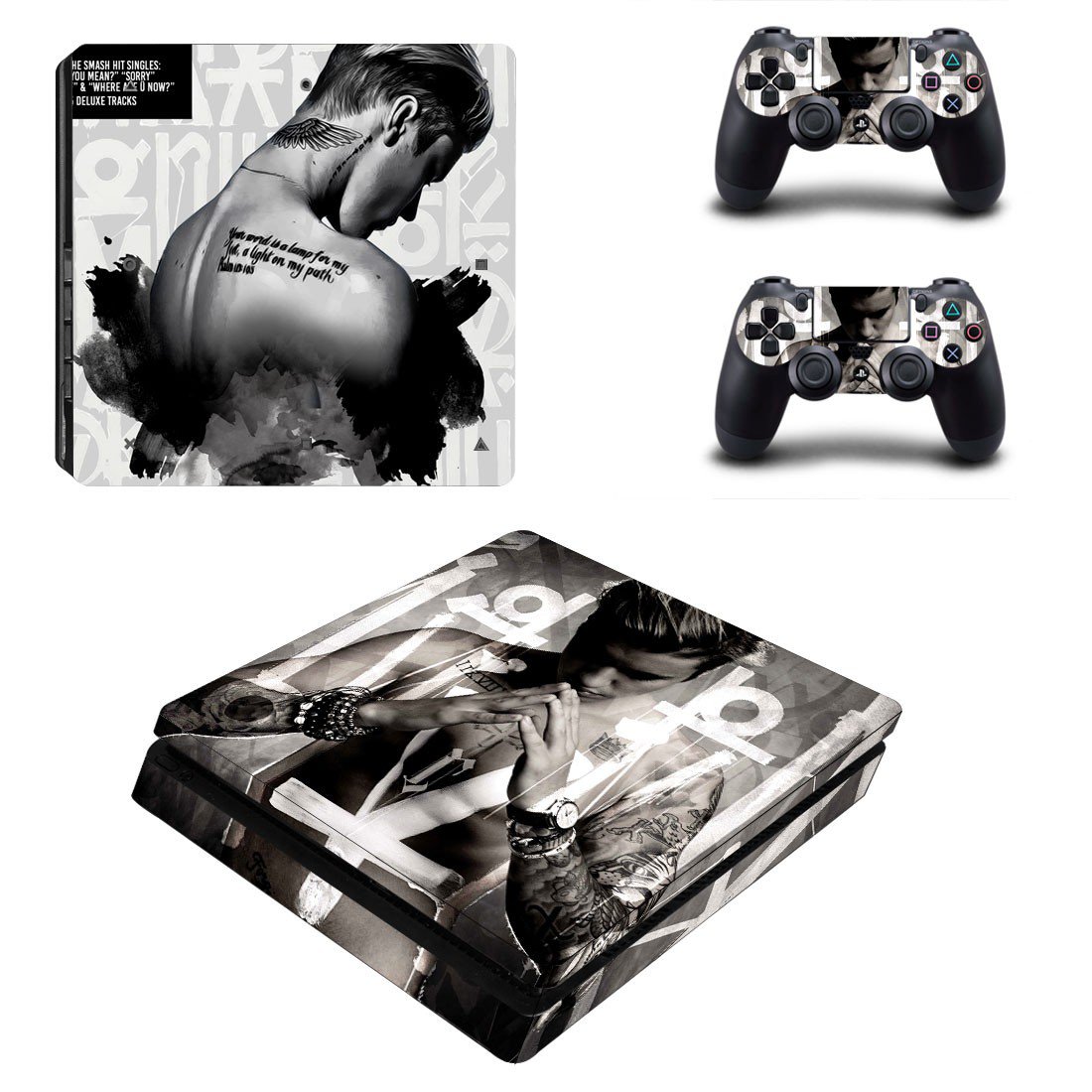 Justin Bieber decal skin sticker for PS4 Slim console and controllers