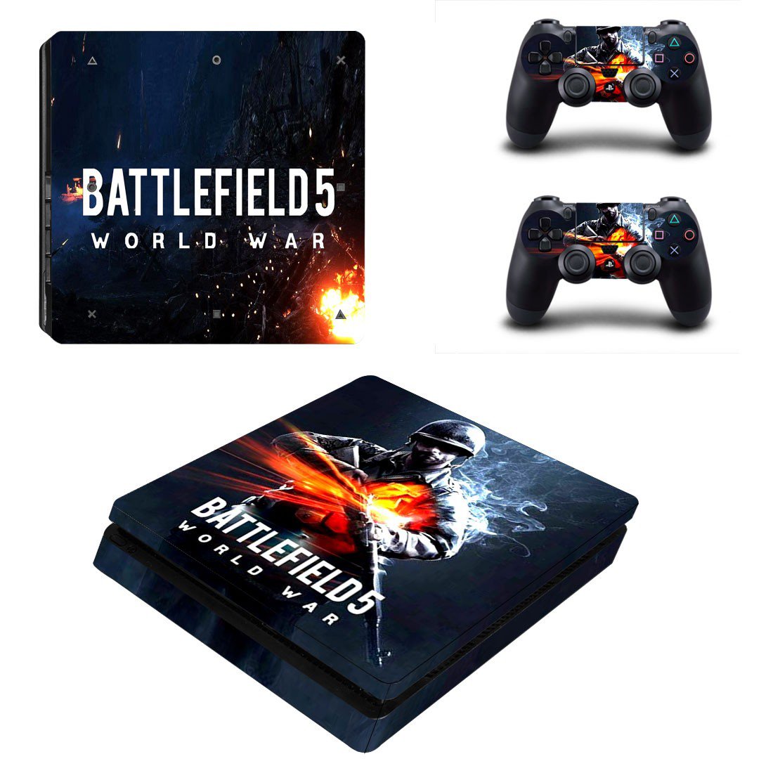 Battlefield 5 world war decal skin sticker for PS4 Slim console and controllers