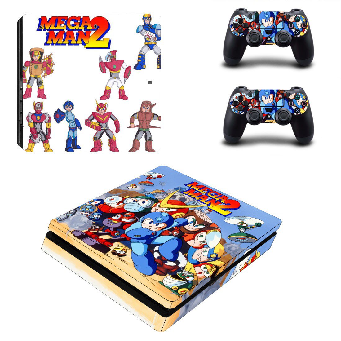 Mega Man 2 decal skin sticker for PS4 Slim console and controllers