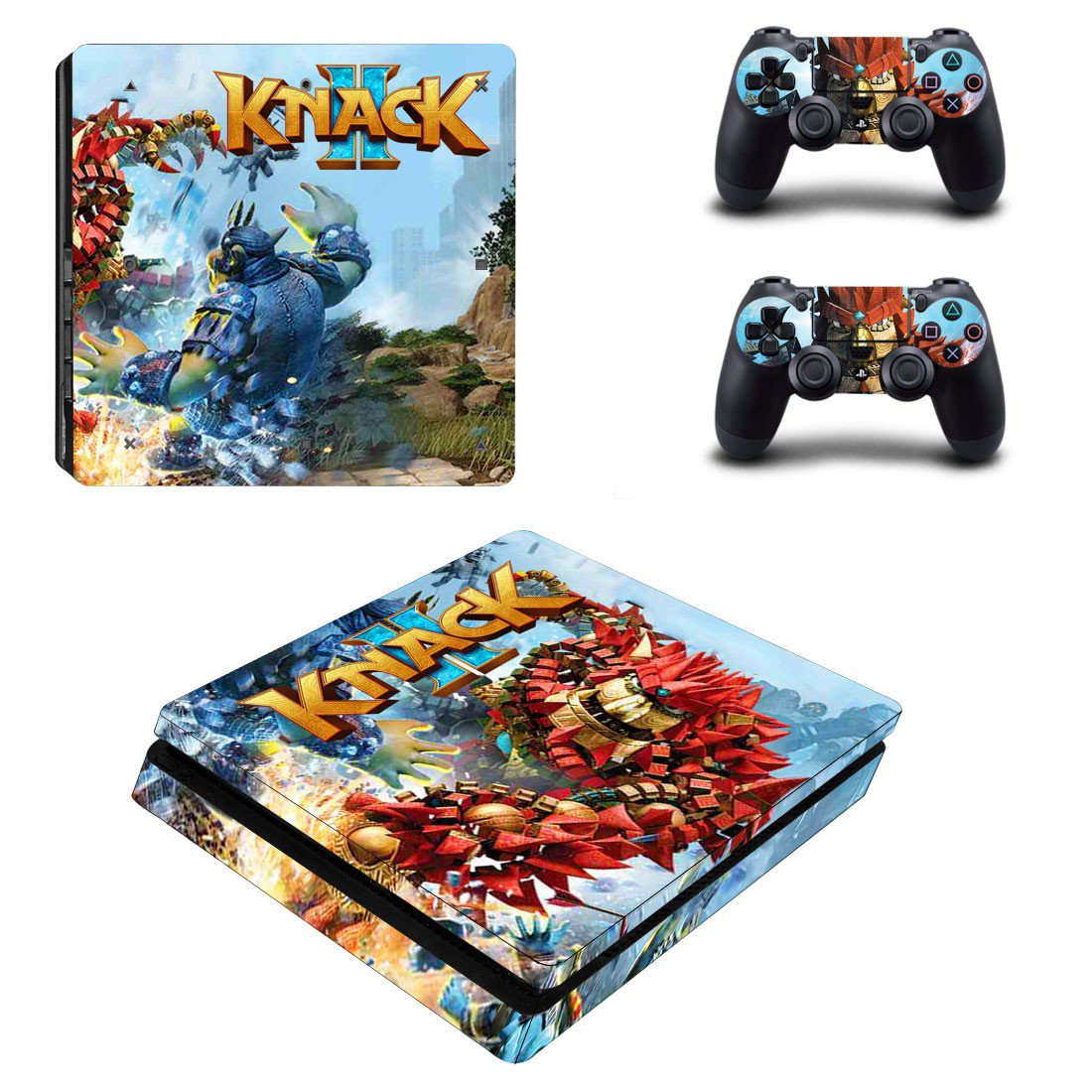 Knack 2 decal skin sticker for PS4 Slim console and controllers