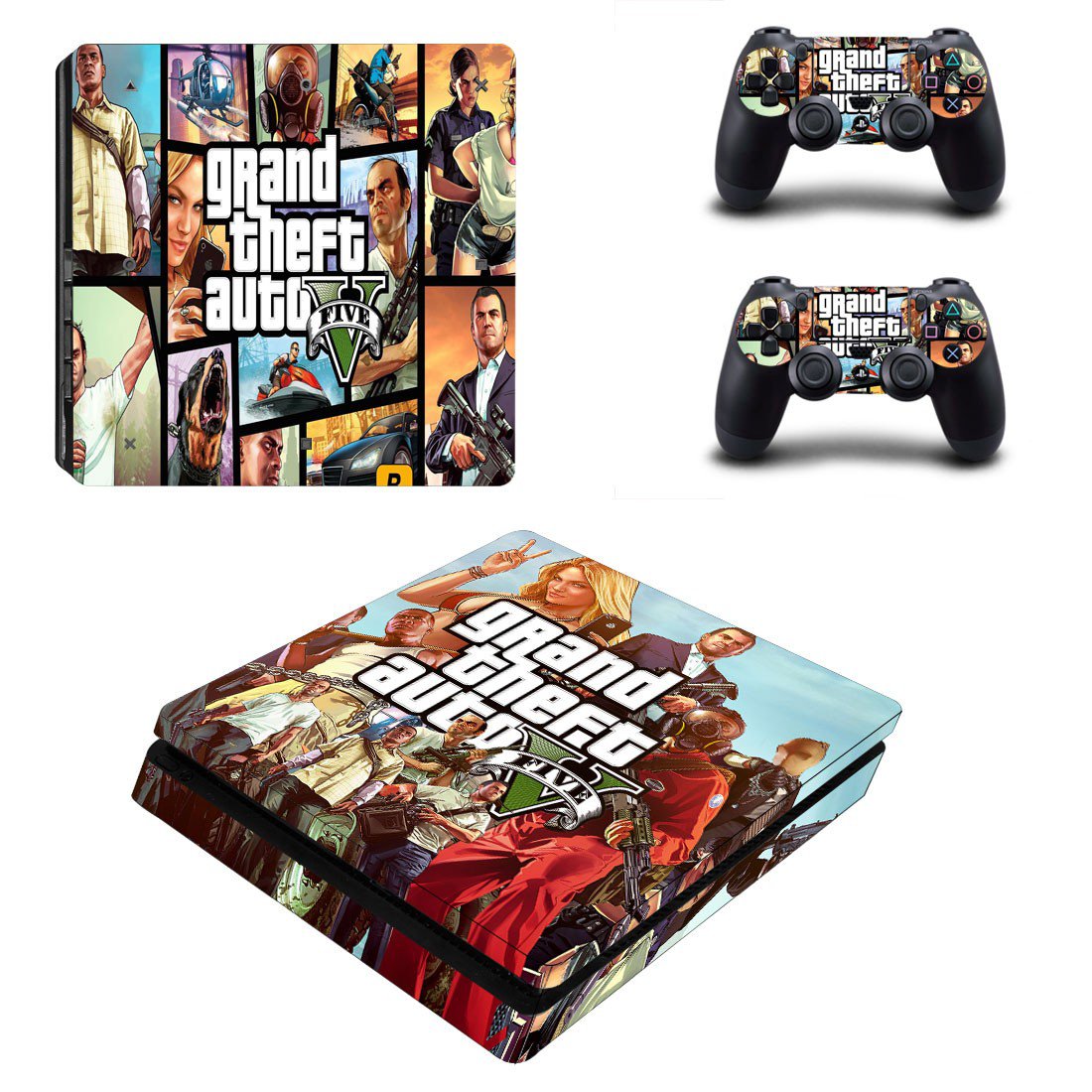 Grand Theft Auto 5 decal skin sticker for PS4 Slim console and controllers