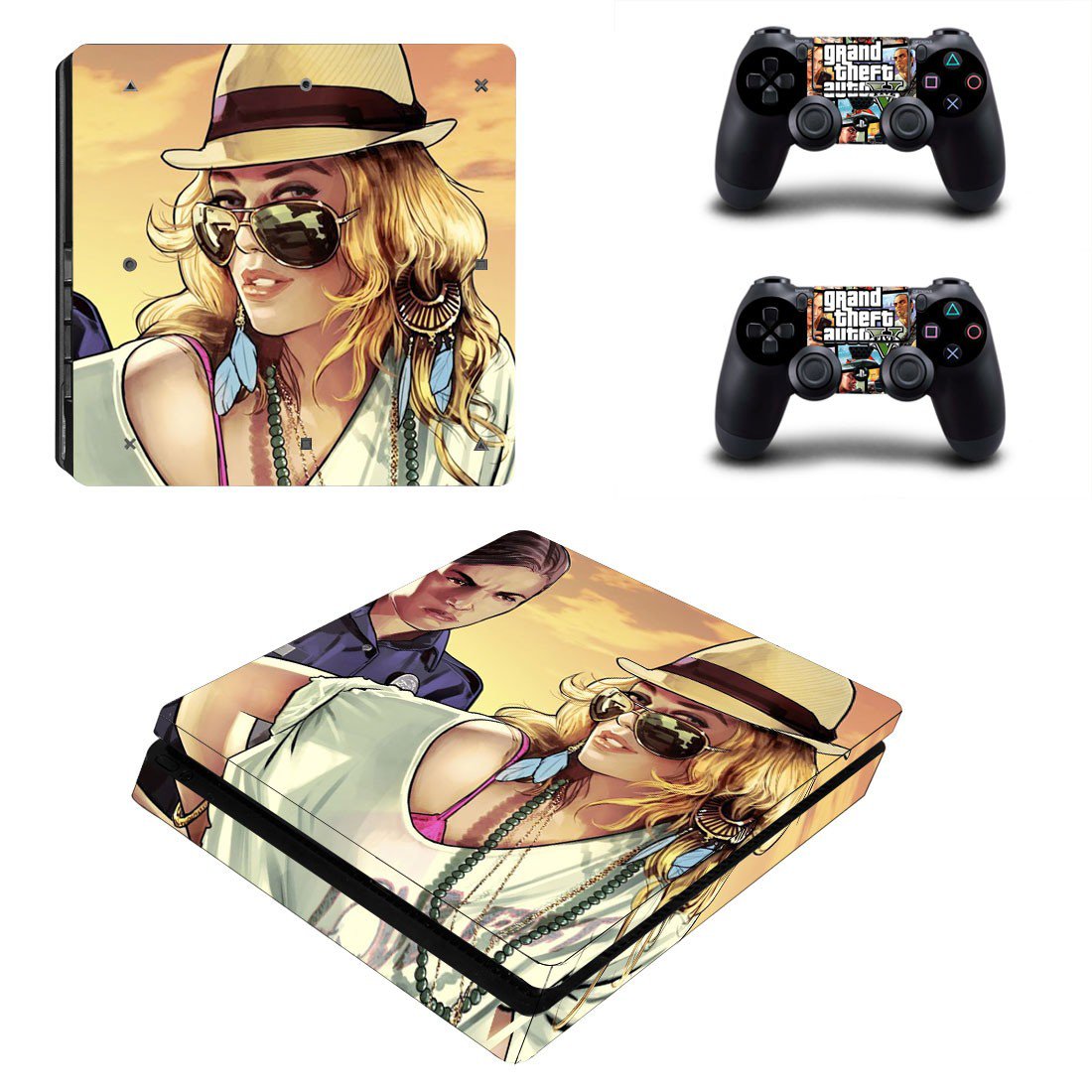 Grand Theft Auto 5 decal skin sticker for PS4 Slim console and controllers
