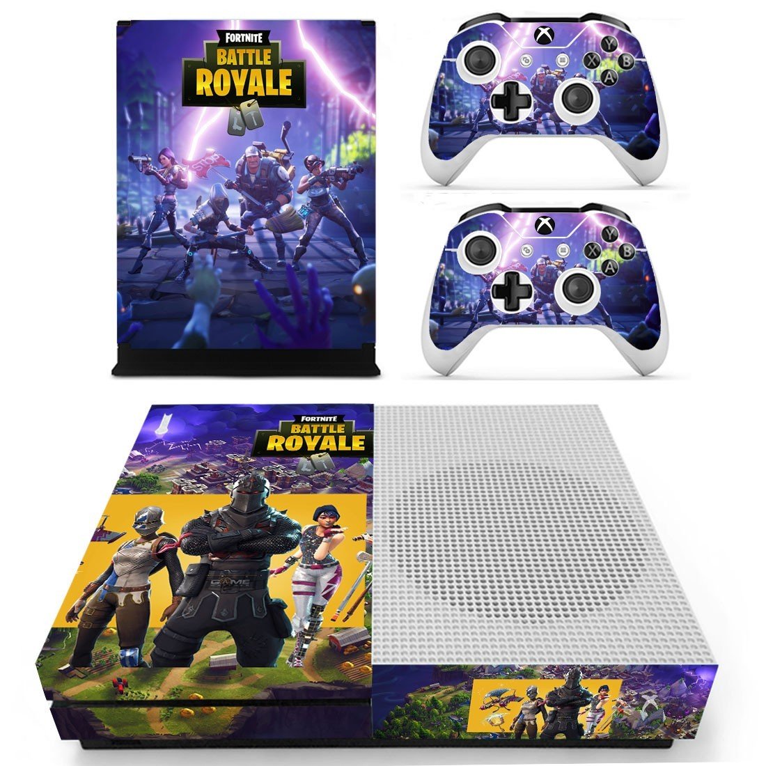 Fortnite decal skin sticker for Xbox One S console and controllers