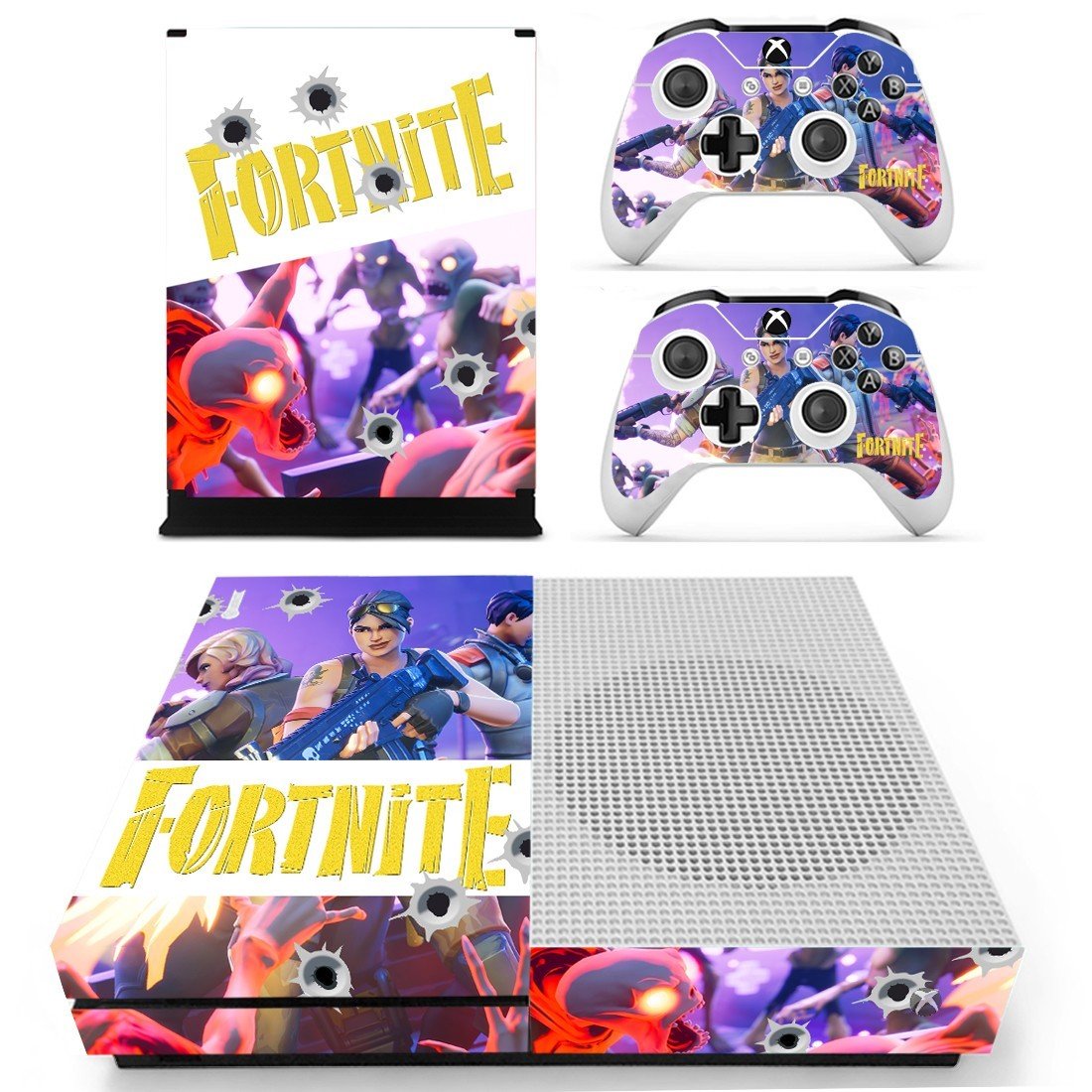 Fortnite decal skin sticker for Xbox One S console and controllers