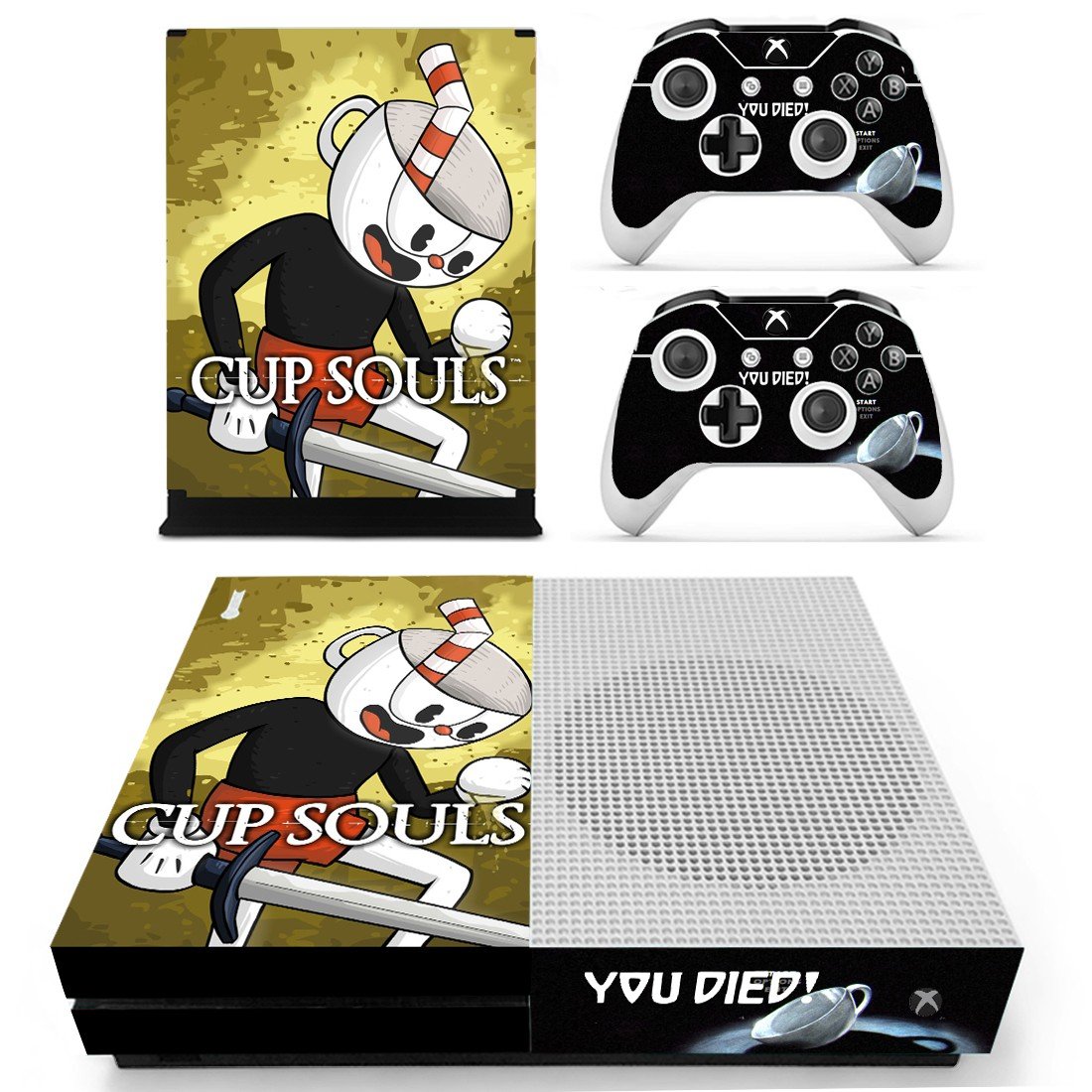 Cuphead decal skin sticker for Xbox One S console and controllers