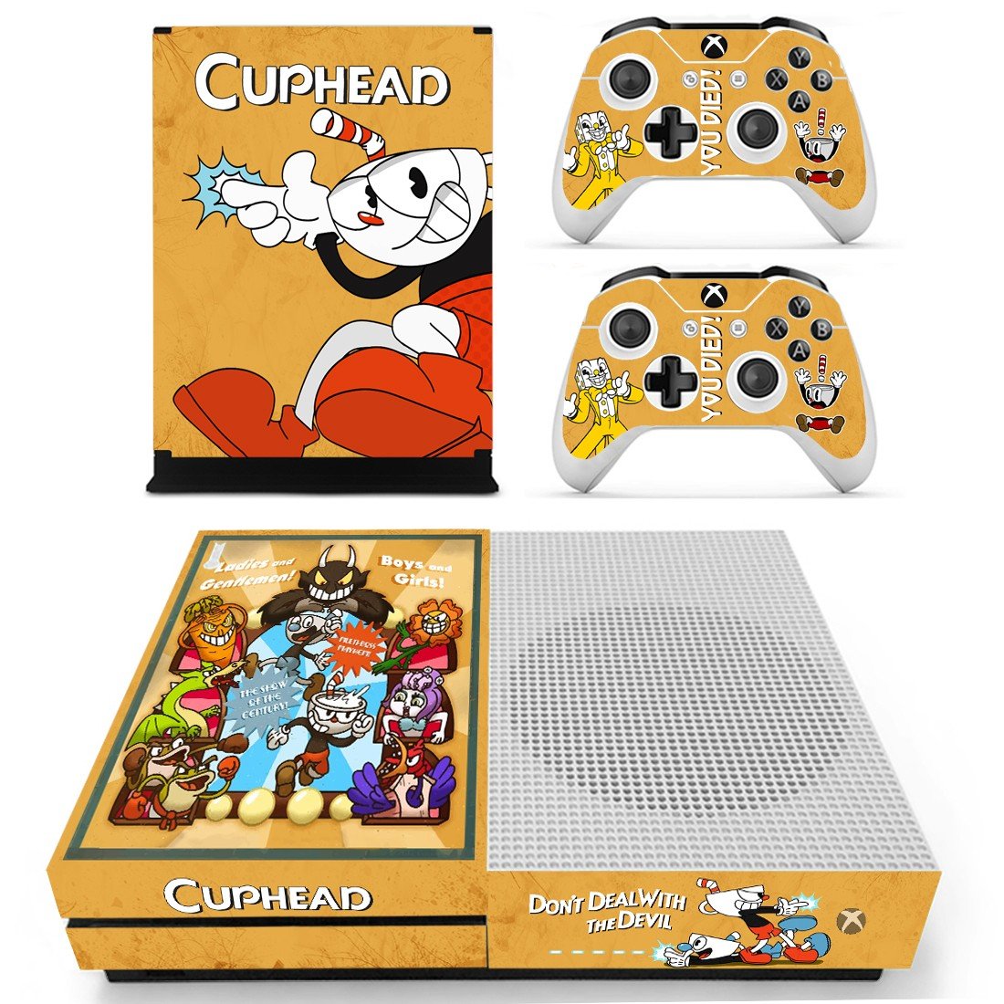 Cuphead decal skin sticker for Xbox One S console and controllers