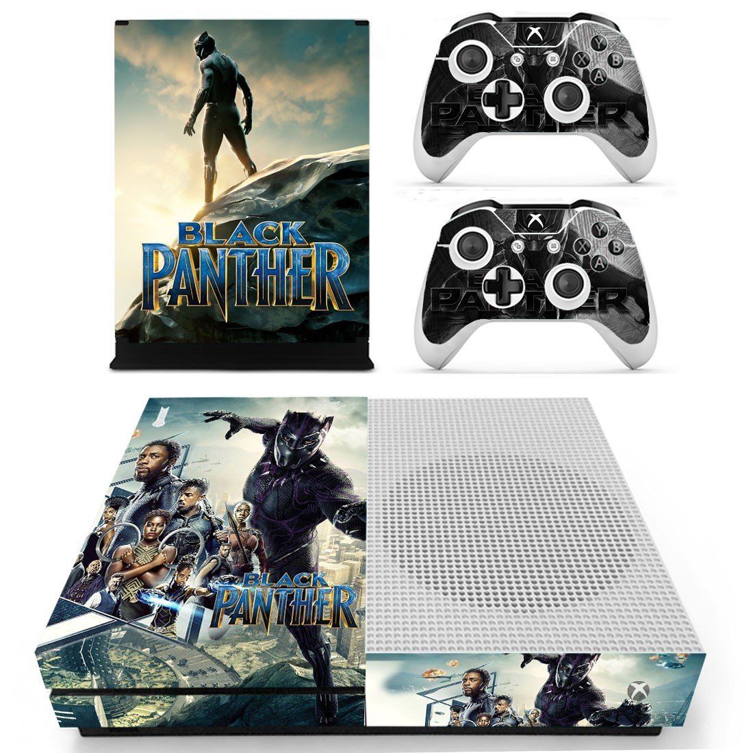 Black Panther decal skin sticker for Xbox One S console and controllers