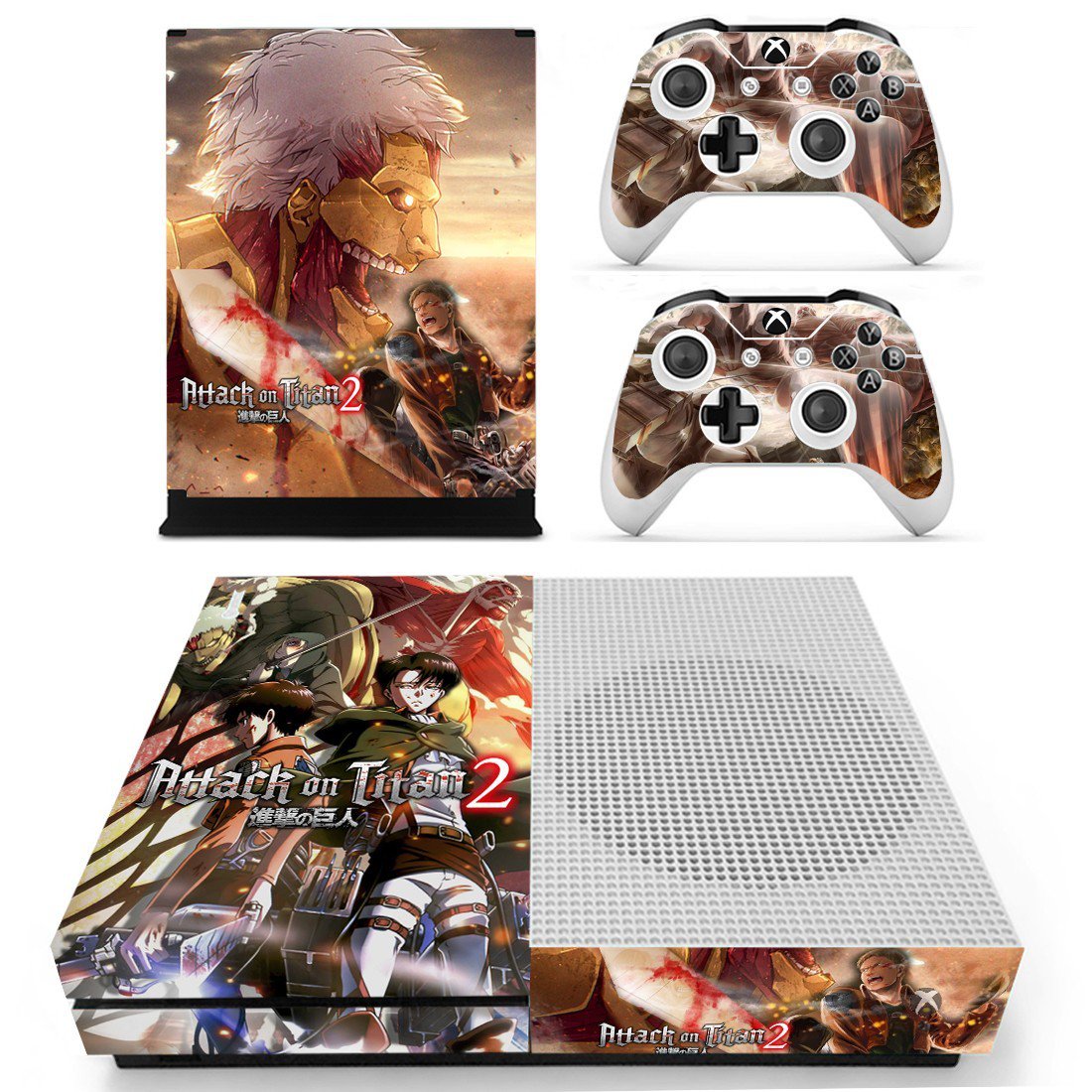 Attack on Titan 2 decal skin sticker for Xbox One S console and controllers