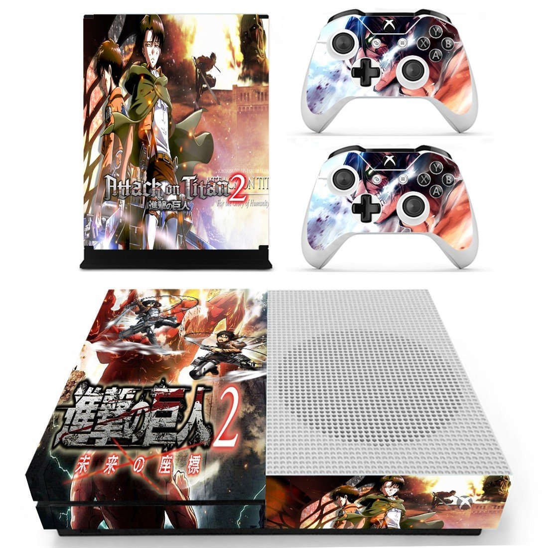 Attack on Titan 2 decal skin sticker for Xbox One S console and controllers