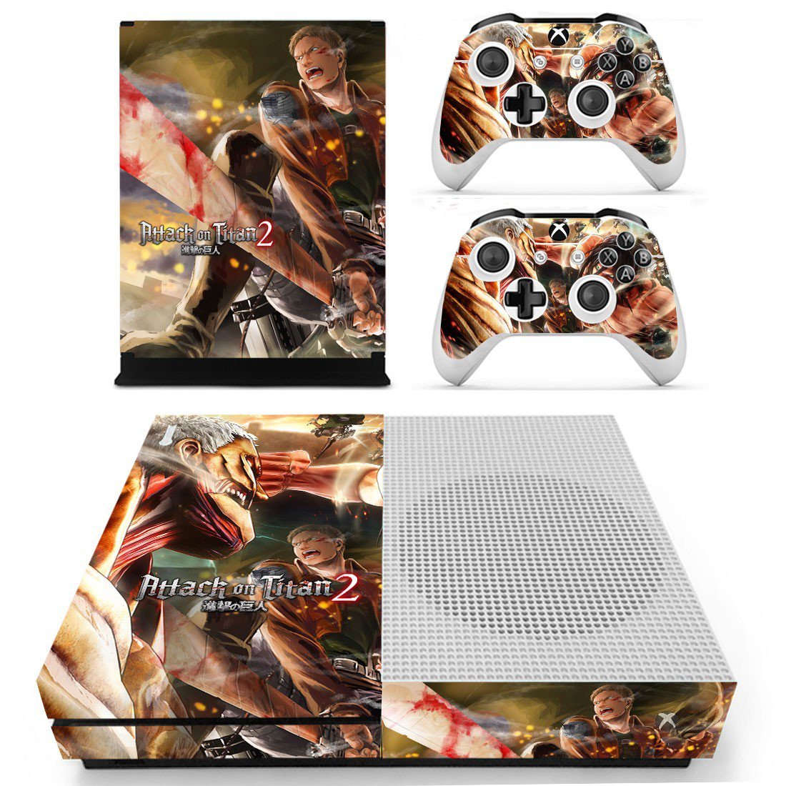Attack on Titan 2 decal skin sticker for Xbox One S console and controllers