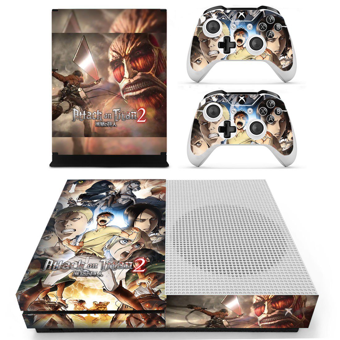 Attack on Titan 2 decal skin sticker for Xbox One S console and controllers