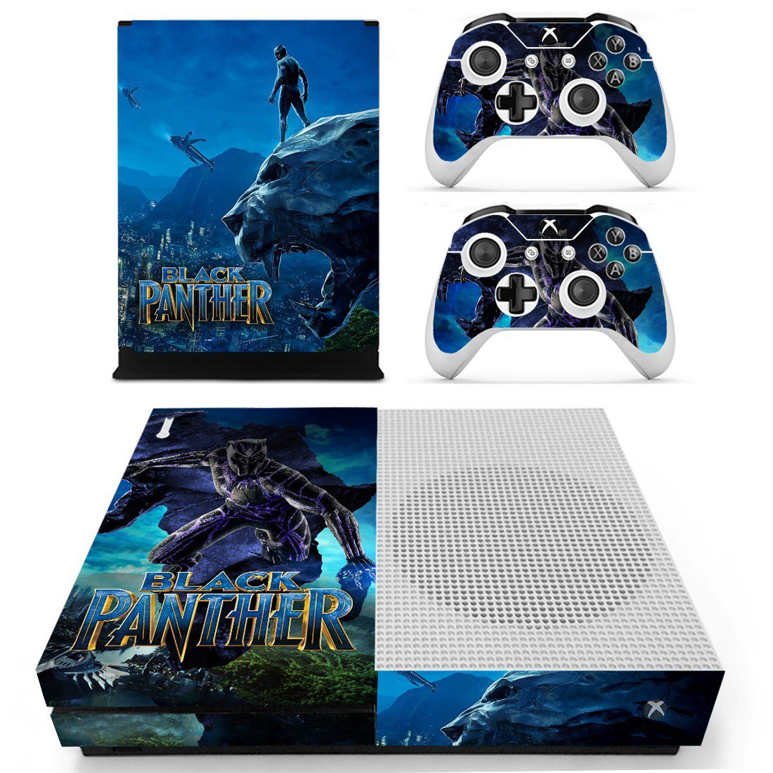 Black Panther decal skin sticker for Xbox One S console and controllers