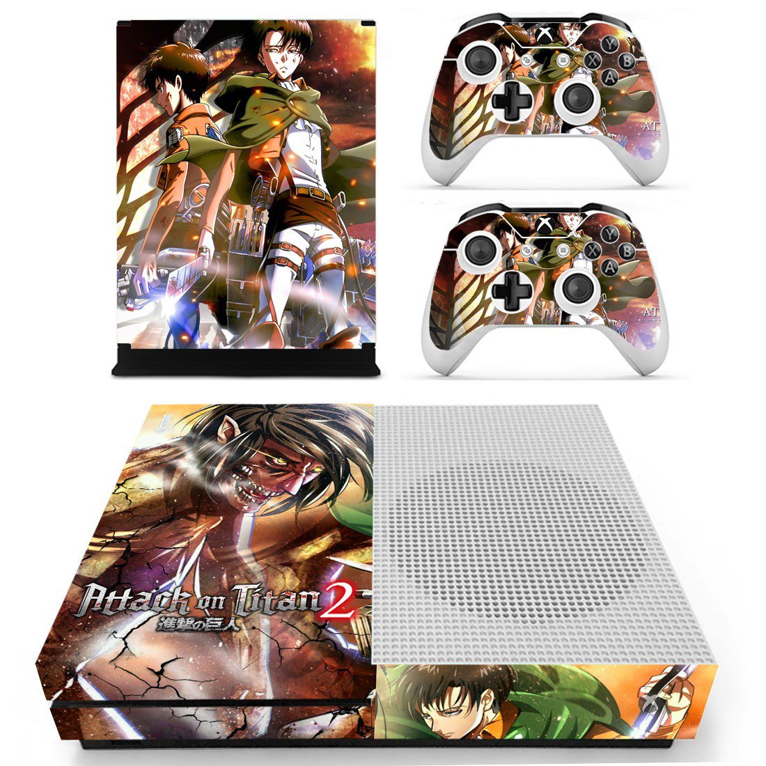 Attack on Titan 2 decal skin sticker for Xbox One S console and controllers