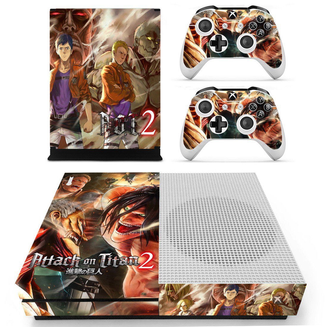 Attack on Titan 2 decal skin sticker for Xbox One S console and controllers