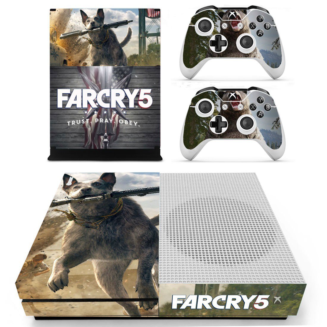 Far Cry 5 decal skin sticker for Xbox One S console and controllers