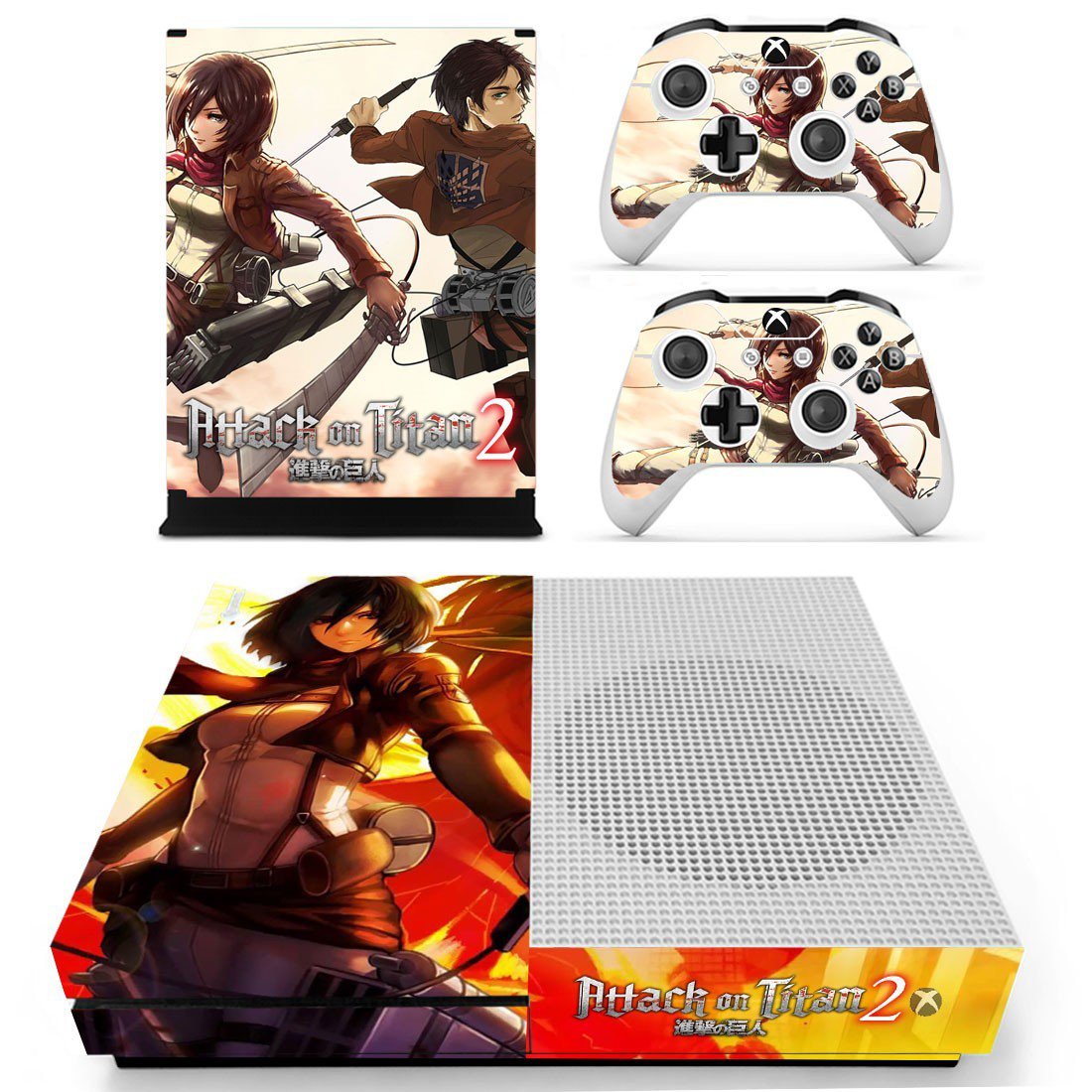 Attack on Titan 2 decal skin sticker for Xbox One S console and controllers