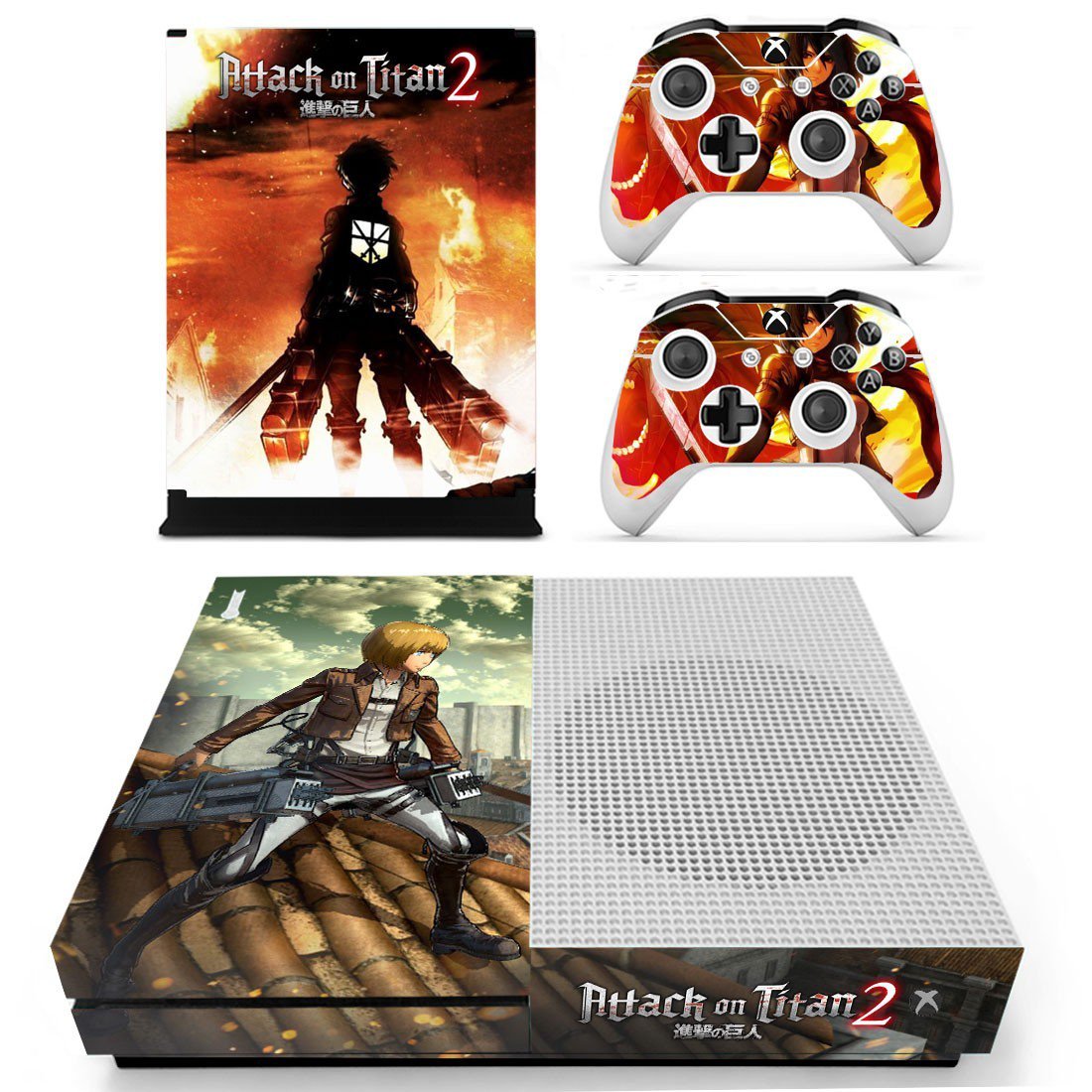 Attack on Titan 2 decal skin sticker for Xbox One S console and controllers