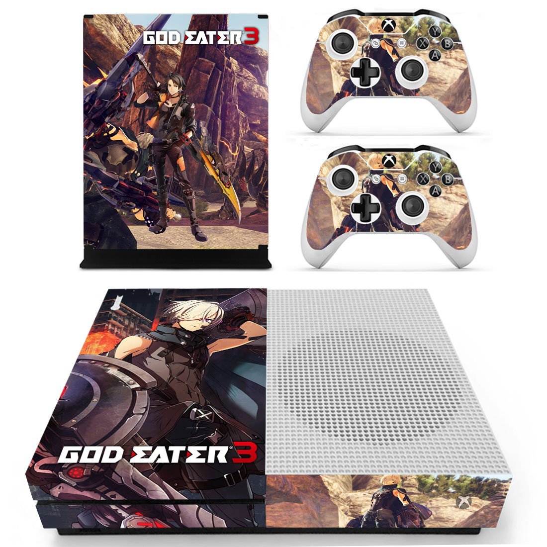 God Eater 3 decal skin sticker for Xbox One S console and controllers