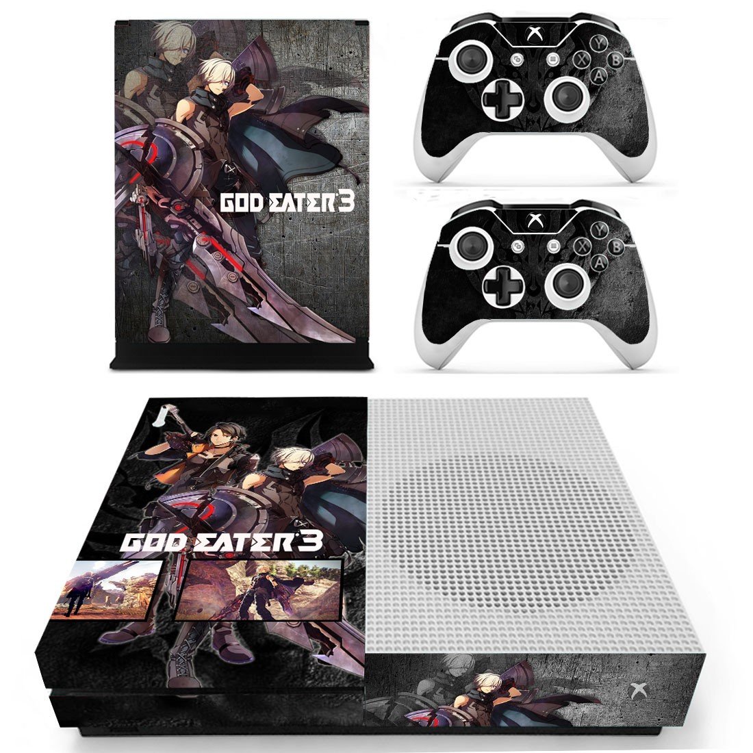 God Eater 3 decal skin sticker for Xbox One S console and controllers