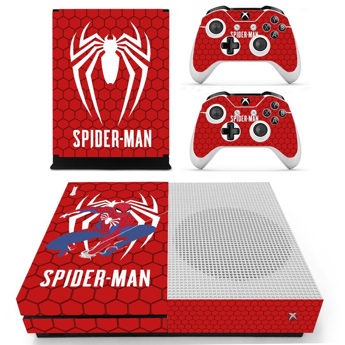 Spider Man decal skin sticker for Xbox One S console and controllers
