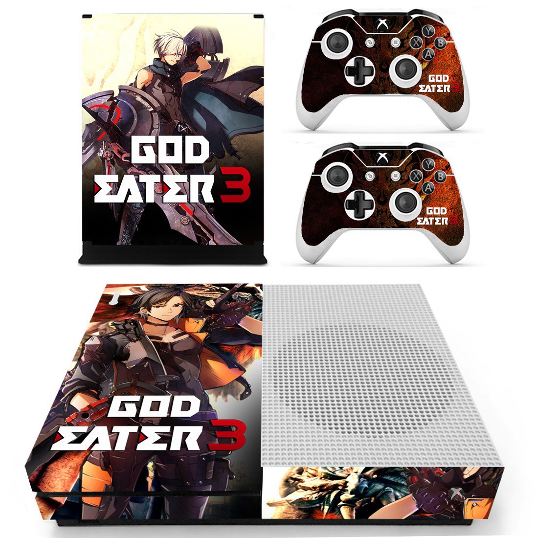 God Eater 3 decal skin sticker for Xbox One S console and controllers