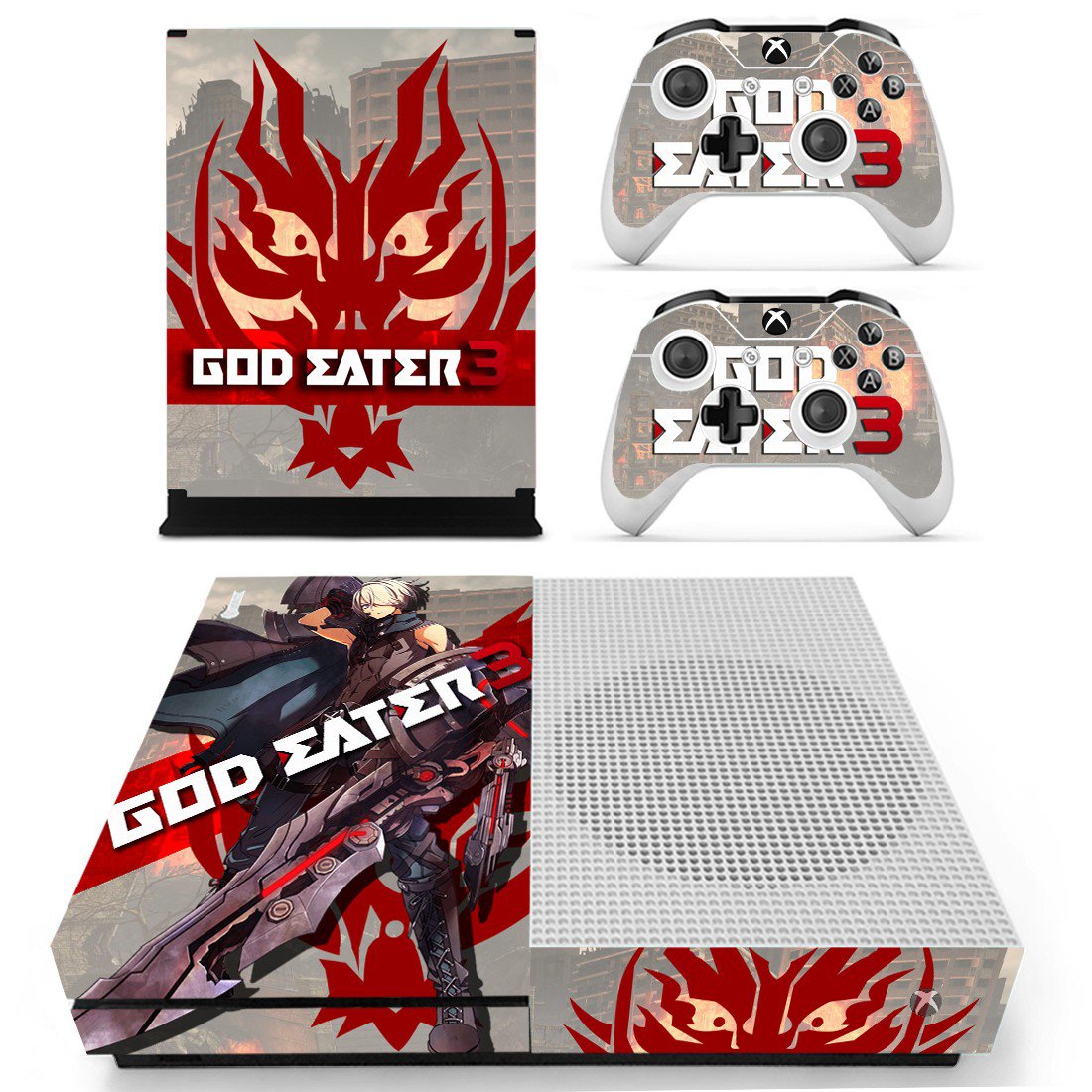God Eater 3 decal skin sticker for Xbox One S console and controllers